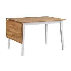 Přírodní  sklápěcí dubový jídelní stůl s bílými nohami  Folke Mimi, délka 120-165 cm