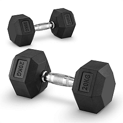 Capital Sports Hexbell 20 Dumbbell, jednoruční činky, pár, 20 kg